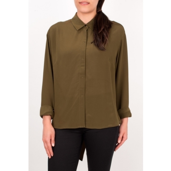 French Connection Asymmetric Silk Cream Blouse - Picture 5 of 9